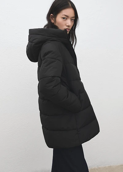 Hood puffer coat