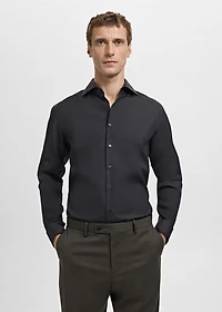 Slim-fit cotton poplin suit shirt