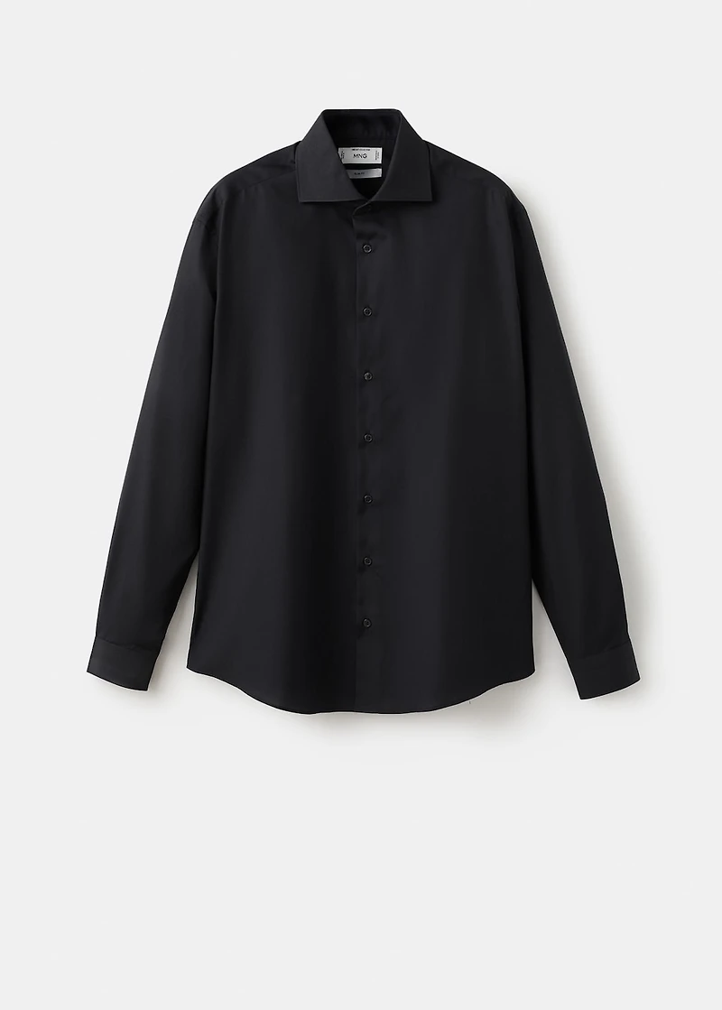 Slim-fit cotton poplin suit shirt