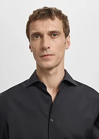 Slim-fit cotton poplin suit shirt