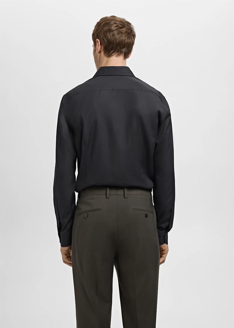 Slim-fit cotton poplin suit shirt