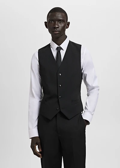 Super slim-fit stretch-fabric suit vest