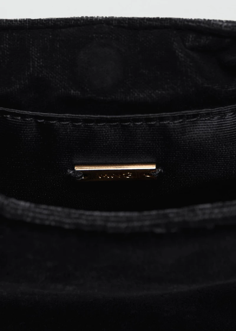 Velvet handbag with metallic detail