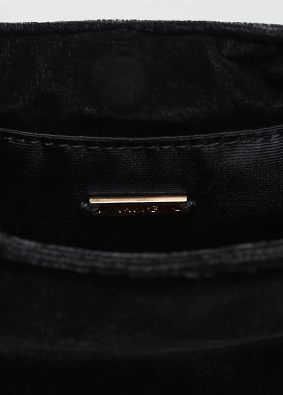 Velvet handbag with metallic detail
