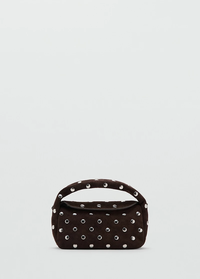 Suede leather studded handbag