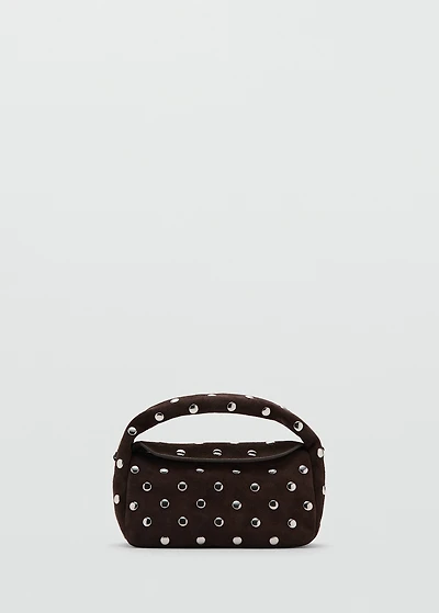 Suede leather studded handbag