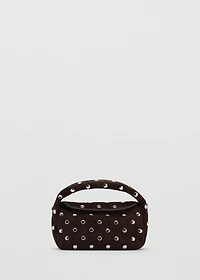 Suede leather studded handbag