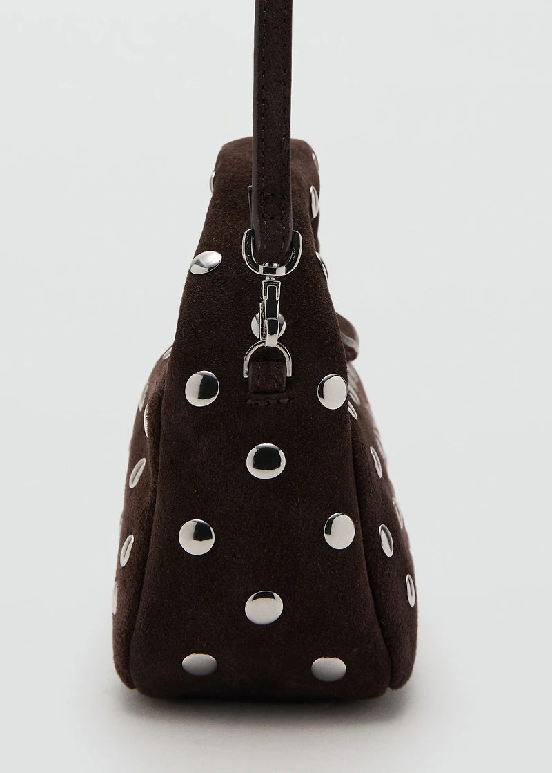 Suede leather studded handbag