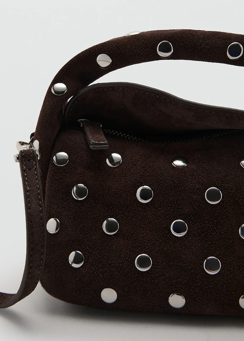 Suede leather studded handbag