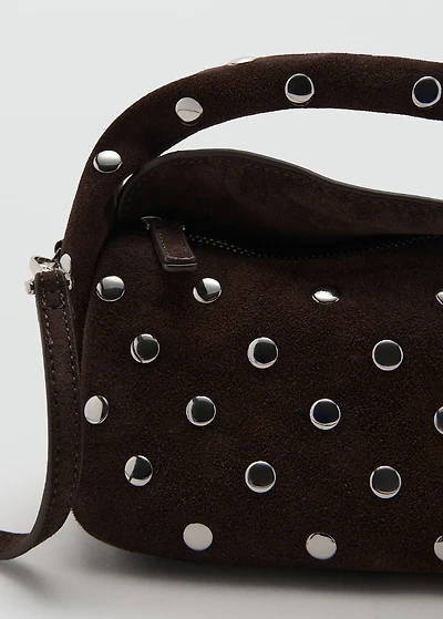 Suede leather studded handbag