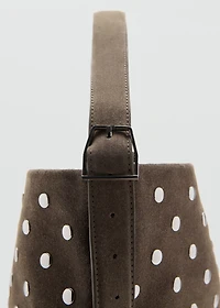 Suede bucket bag with studs