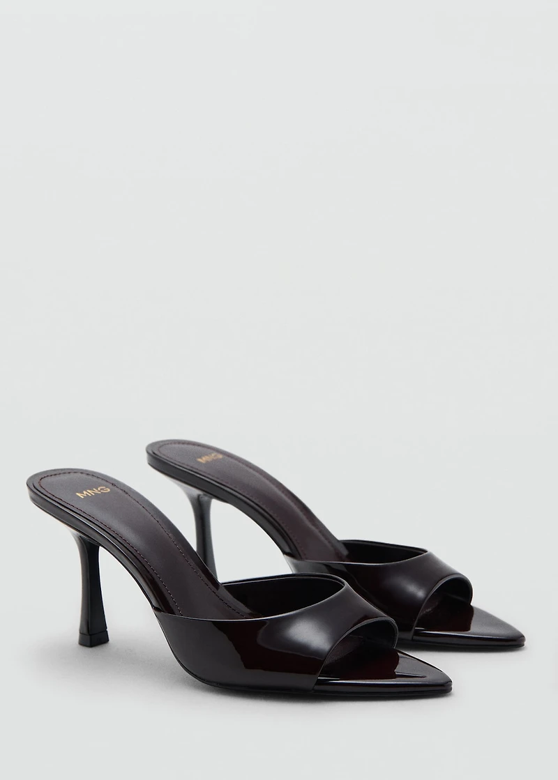 Patent leather high-heeled sandals