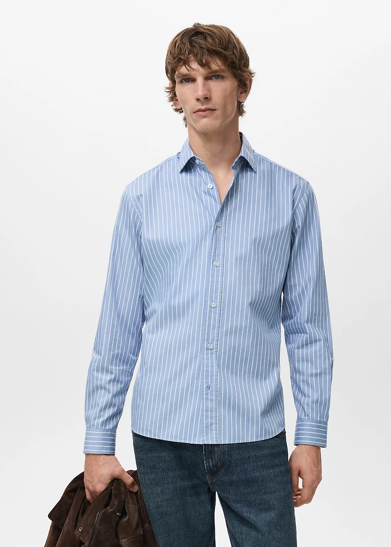 Regular fit striped cotton shirt