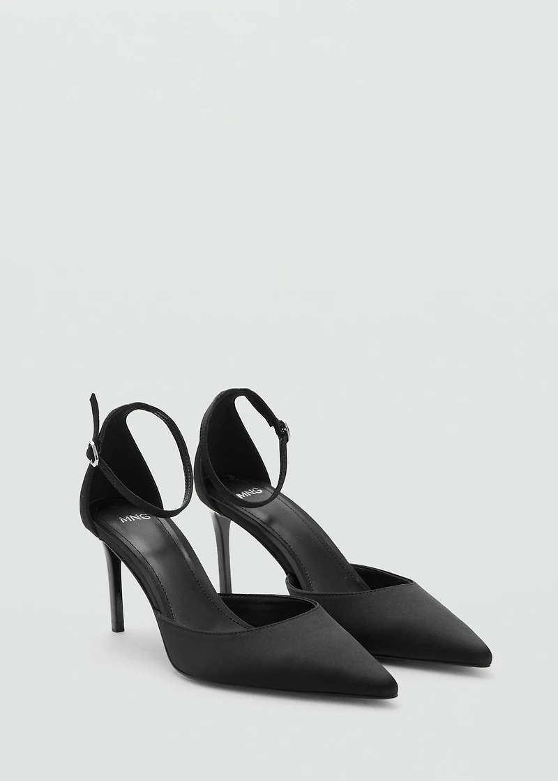 Satin court shoes with ankle straps