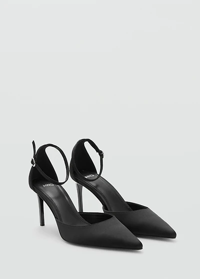 Satin court shoes with ankle straps
