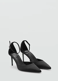 Satin court shoes with ankle straps