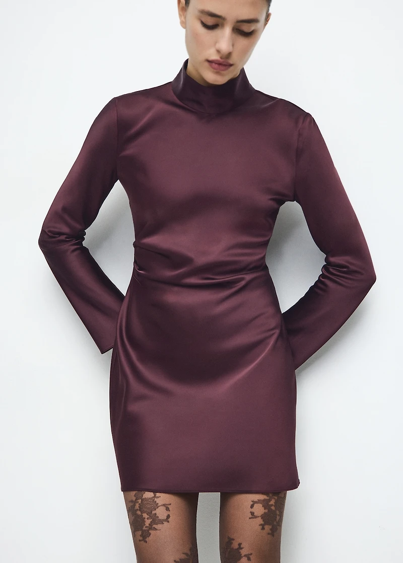 Satin high-neck dress