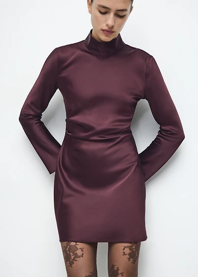 Satin high-neck dress