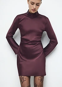 Satin high-neck dress