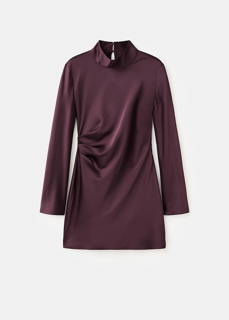 Satin high-neck dress