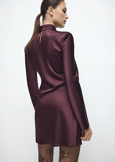 Satin high-neck dress