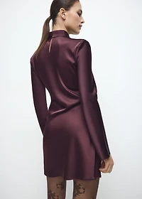 Satin high-neck dress