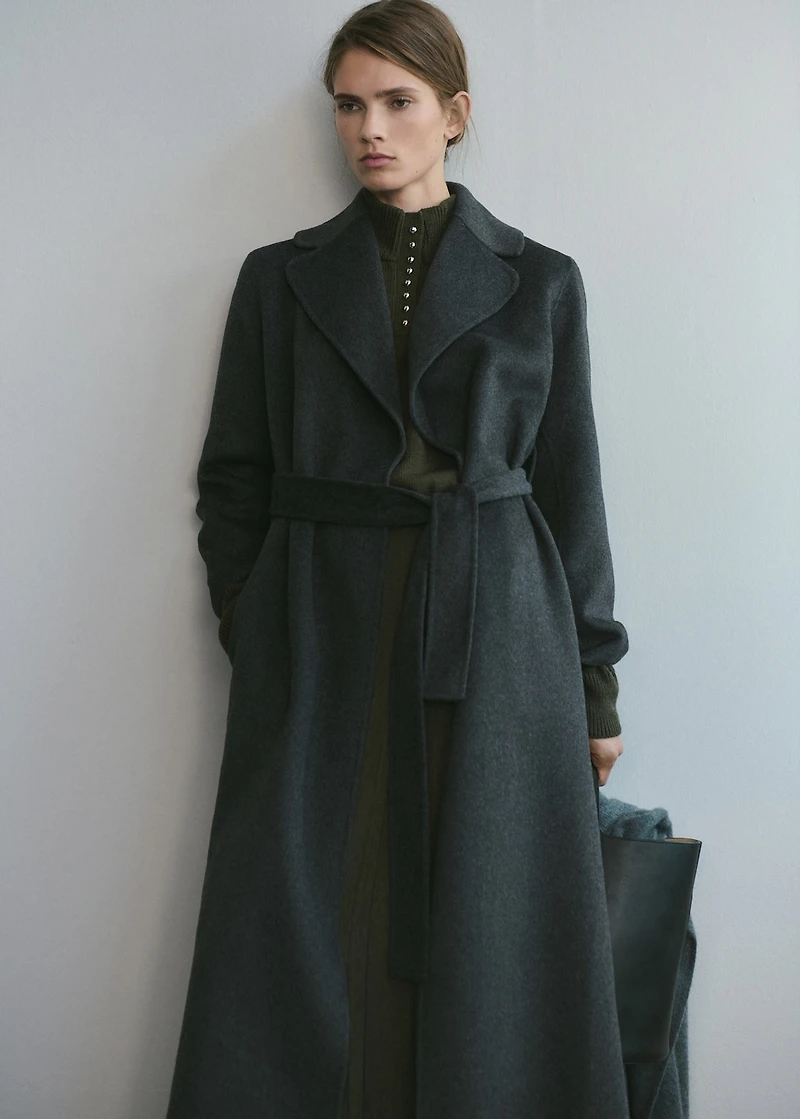 Handmade wool coat with belt