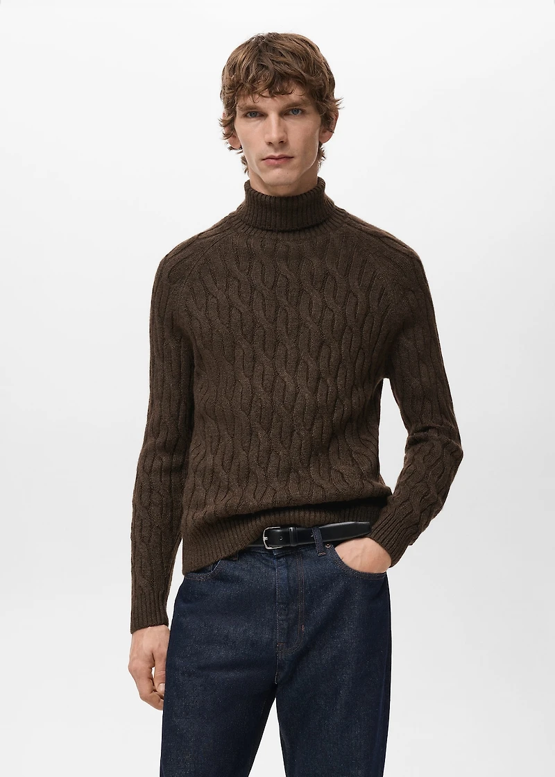 Cable-knit turtleneck sweater