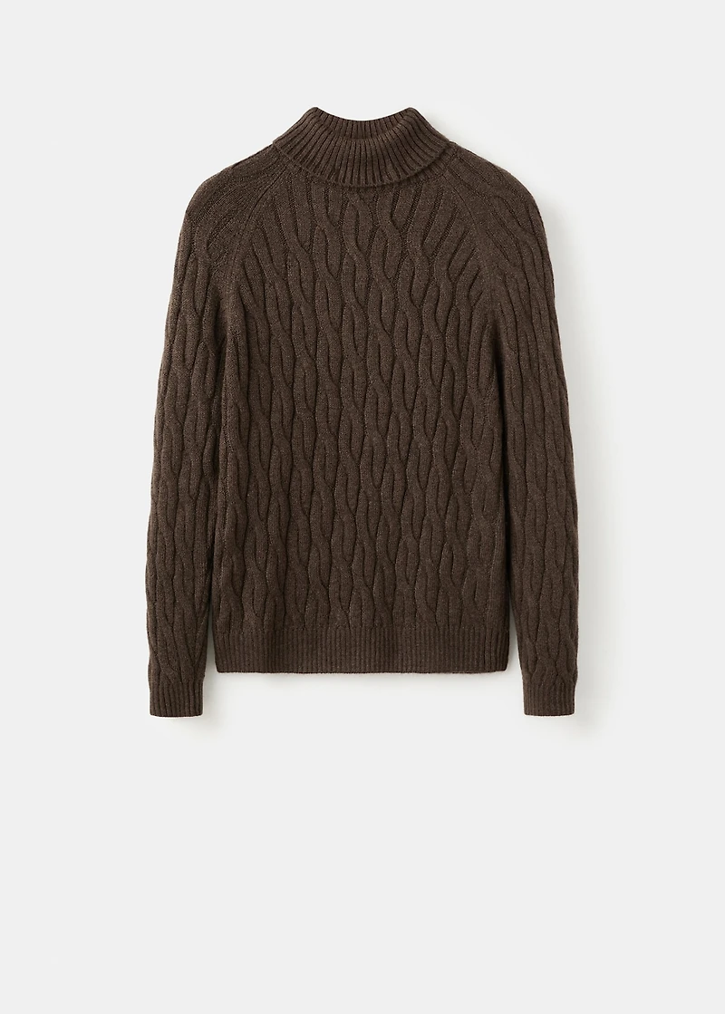 Cable-knit turtleneck sweater