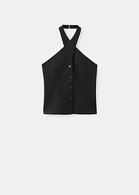 Halter-neck vest with buttons