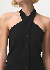 Halter-neck vest with buttons