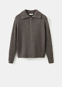 Ribbed-knit cardigan with zipper