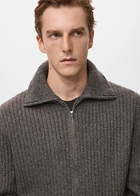 Ribbed-knit cardigan with zipper