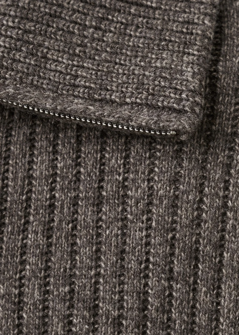 Ribbed-knit cardigan with zipper