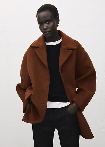 Wool blend coat with buttons