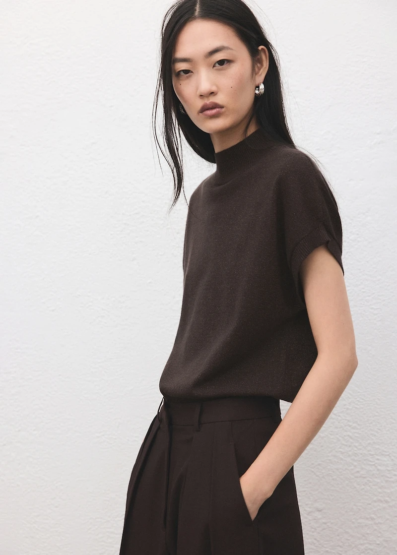 Short-sleeved lurex sweater