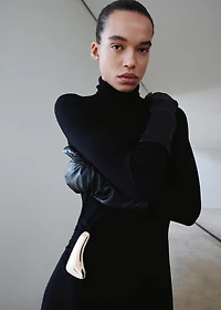 Turtleneck dress with brooch