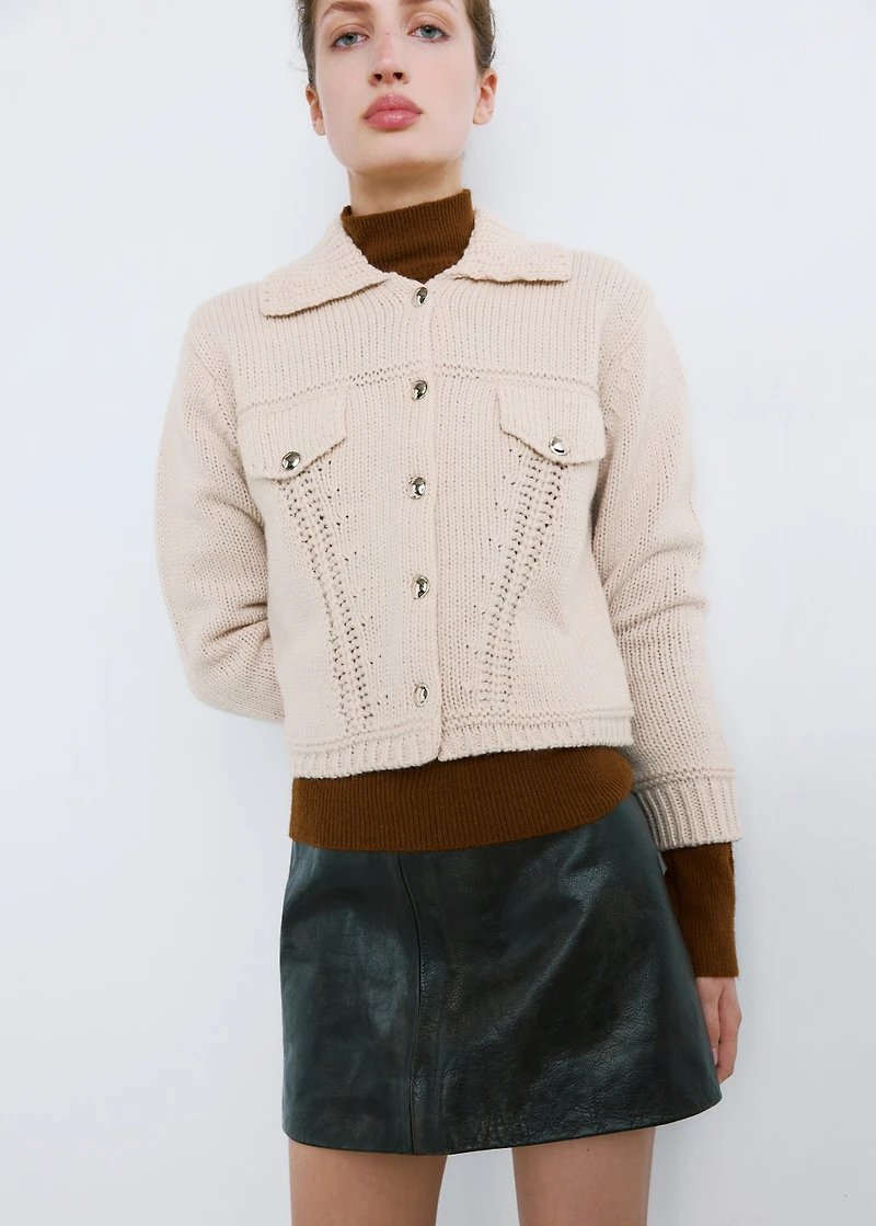 Knitted jacket with polo collar