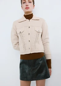 Knitted jacket with polo collar