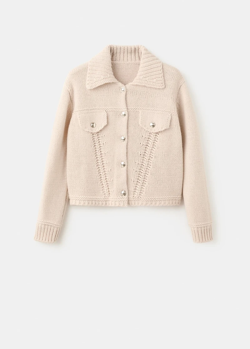 Knitted jacket with polo collar