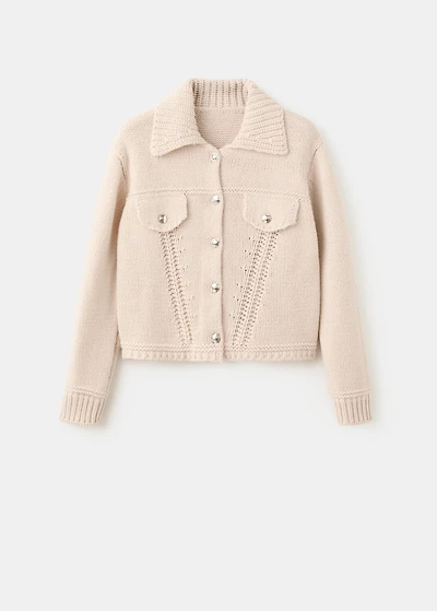 Knitted jacket with polo collar