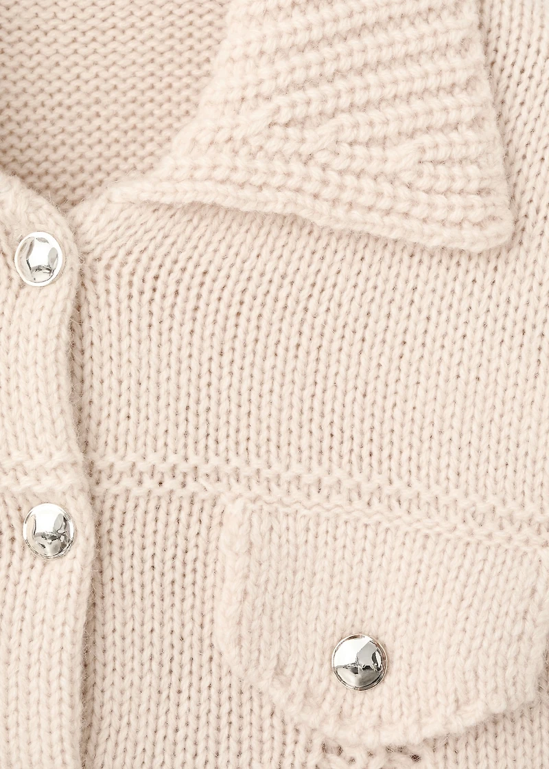 Knitted jacket with polo collar