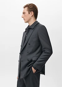 Turin 100% Wool Double-Breasted Suit Blazer