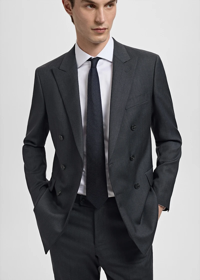 Turin 100% wool double-breasted suit jacket