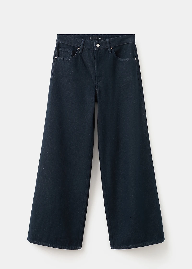 High-rise wide leg rinse-wash jeans