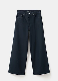 High-rise wide leg rinse-wash jeans