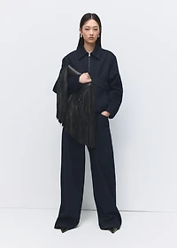 High-rise wide leg rinse-wash jeans