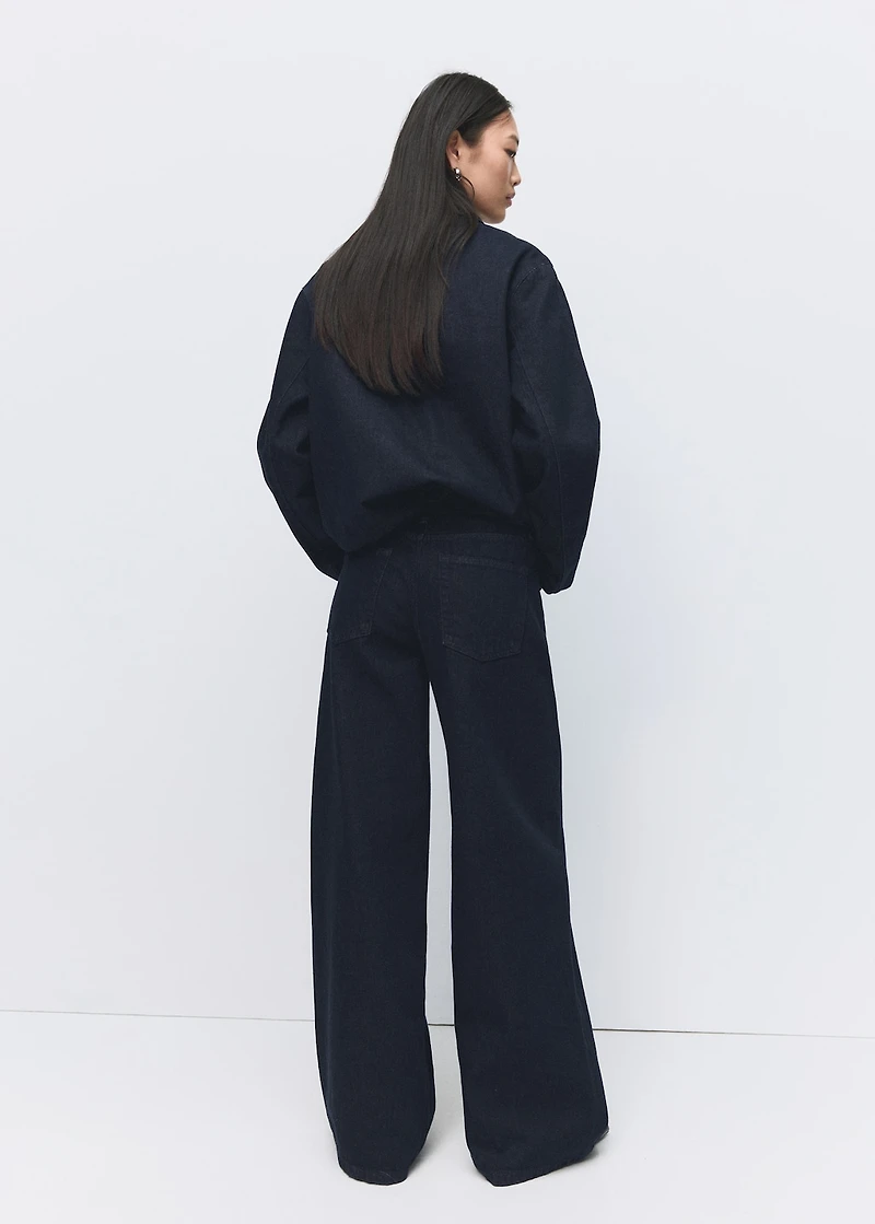 High-rise wide leg rinse-wash jeans