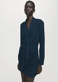 Draped dress with foulard