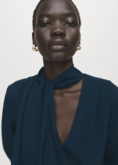 Draped dress with foulard